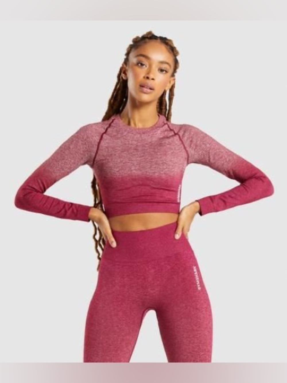 Gymshark Pink Ombre Seamless Long Sleeve Crop Top